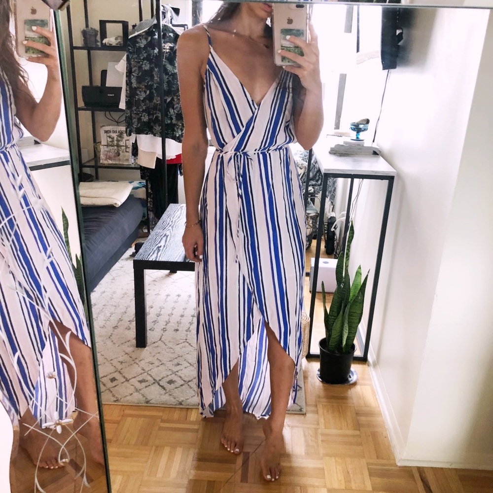 ASTR ✨🌈 High Low Striped Wrap Dress